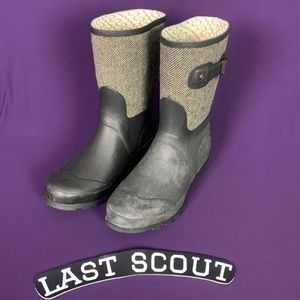 Chooka Mid Calf Racer Herringbone Rain Boots